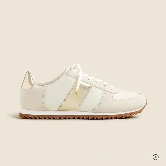 J Crew trainers in metallic colorblock Women's Cream Sneakers with Gold Accents - Picture 3 of 12